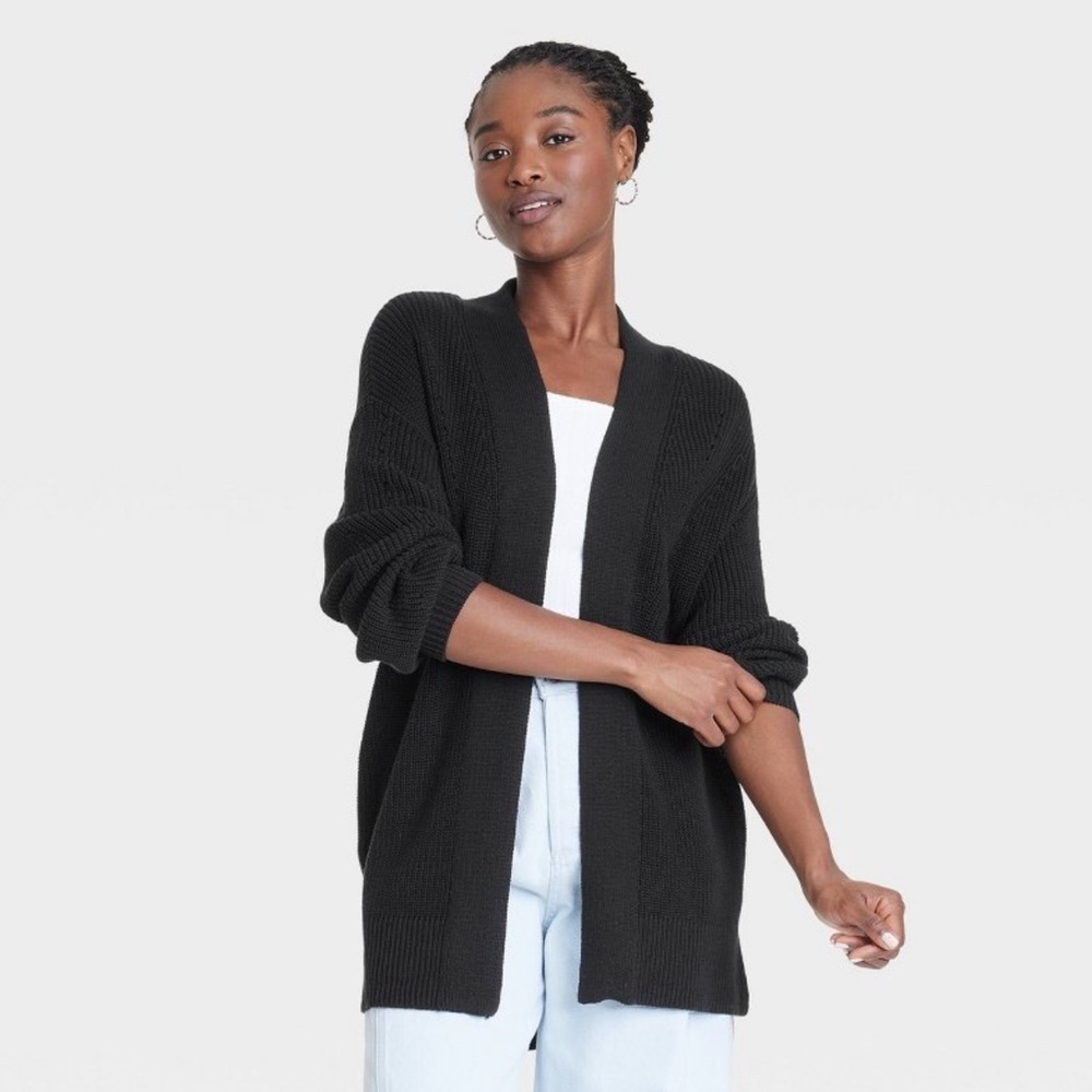 A New Day Black Knit Cardigan/Sweater - Size M - Picture 2 of 6